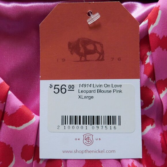 Bubble Leopard Blouse Pink BUFFALO TRADING CO. Short Sleeves Womens X Large - Picture 5 of 8